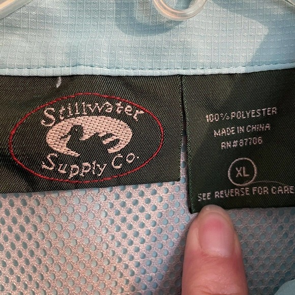 Stillwater Supply Co XL Vented Fishing Shirt Teal Blue Button Front Short Sleeve - Picture 5 of 6